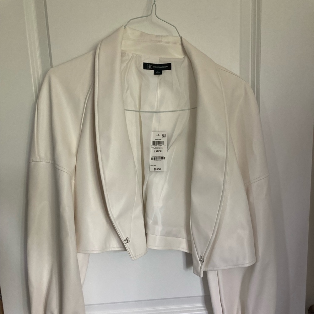 INC crop leather jacket NWT